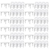 Lancaster Table & Seating (12) 72 inch Round Granite White Heavy-Duty Blow Molded Plastic Folding Tables with 96 White Folding Chairs