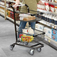 Regency Supermarket Two-Tier Black Shopping Cart - 2.8 Cu. Ft.